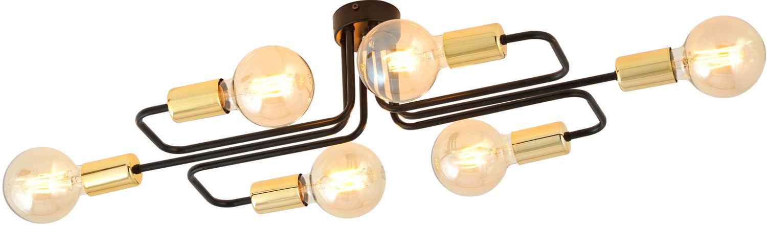 Emibig Veken 6A Gold mennyezeti lámpa 6x15 W fekete-arany 1175/6A