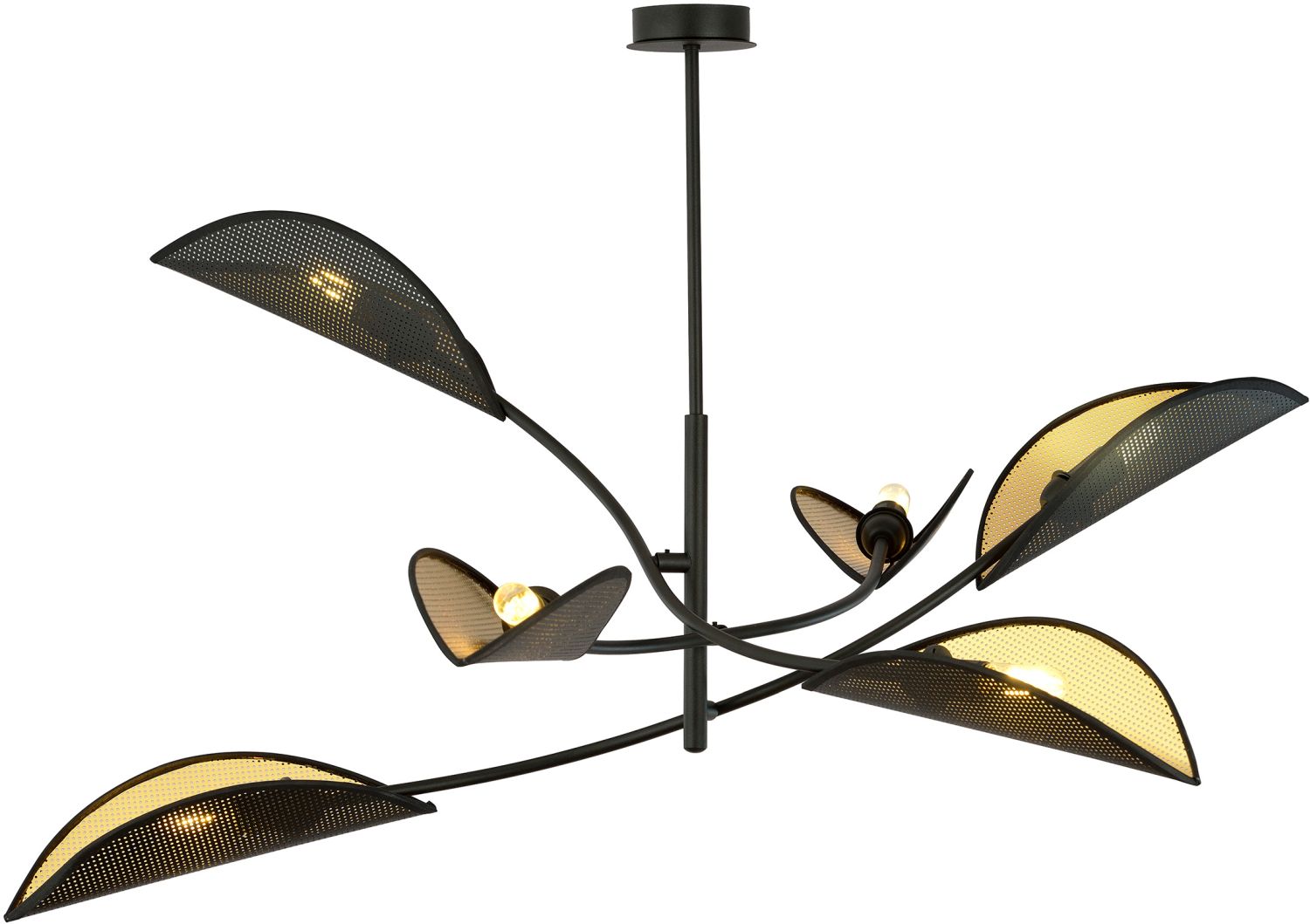 Emibig Lotus mennyezeti lámpa 6x10 W fekete-arany 1106/6