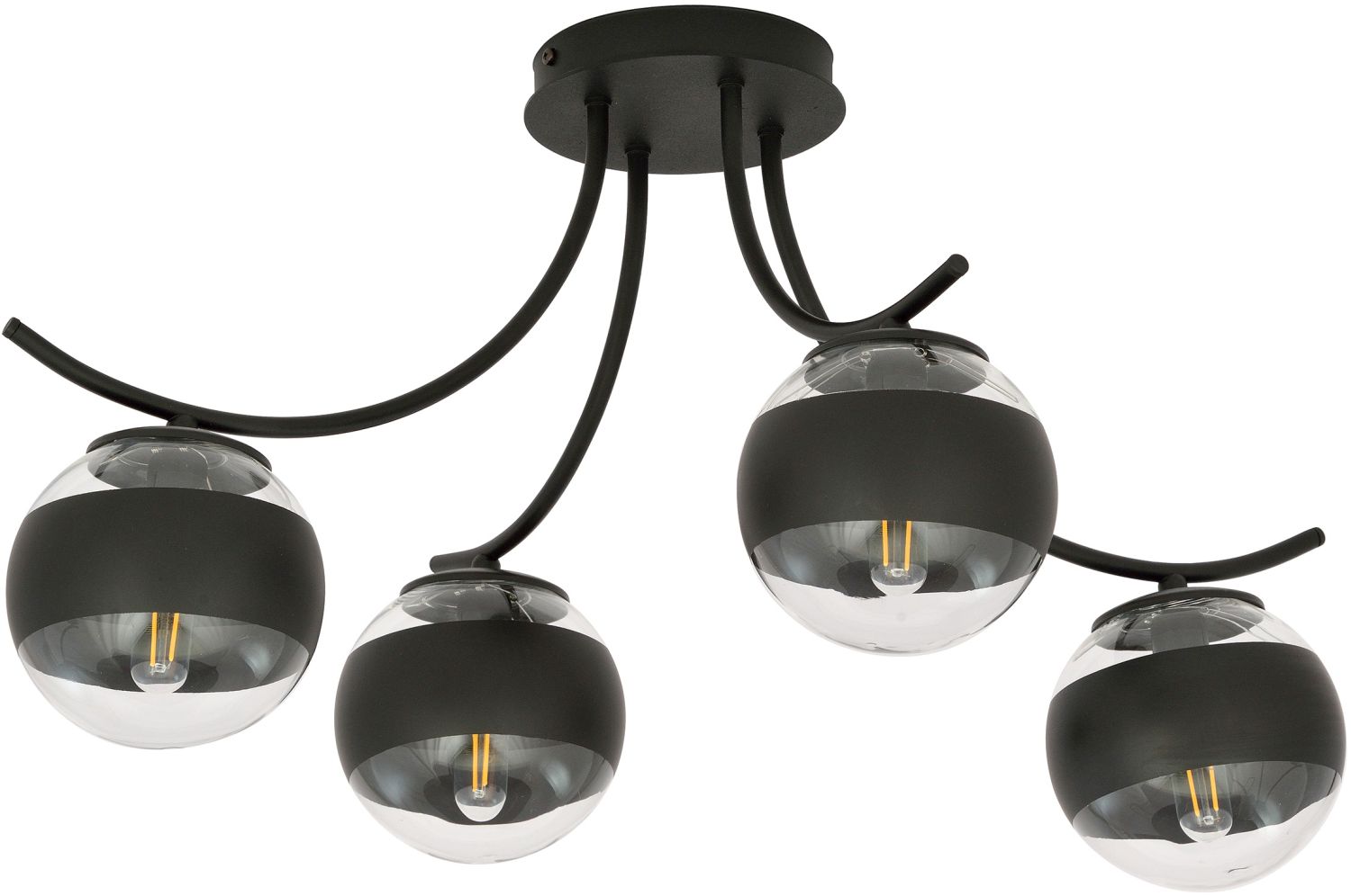 Emibig Boston Stripe mennyezeti lámpa 4x10 W fekete-átlátszó 1111/4