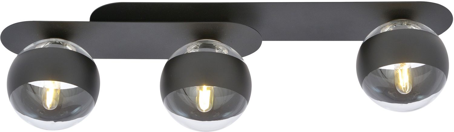 Emibig Plaza Stripe mennyezeti lámpa 3x10 W fekete-átlátszó 1121/3