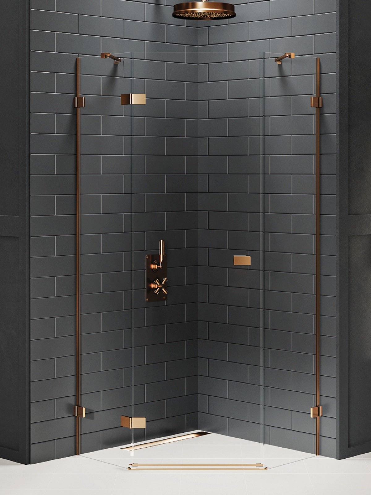 New Trendy Avexa Copper Brushed zuhanykabin 90x90 cm réz csiszolt/átlátszó üveg EXK-3820