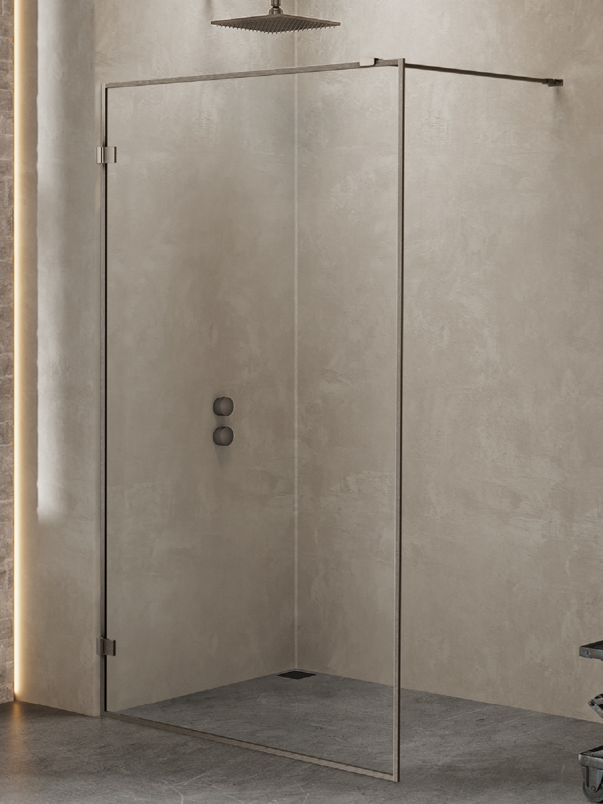 New Trendy Avexa Gunmetal Brushed zuhanykabin fal walk-in 100 cm csiszolt/átlátszó üveg EXK-3512