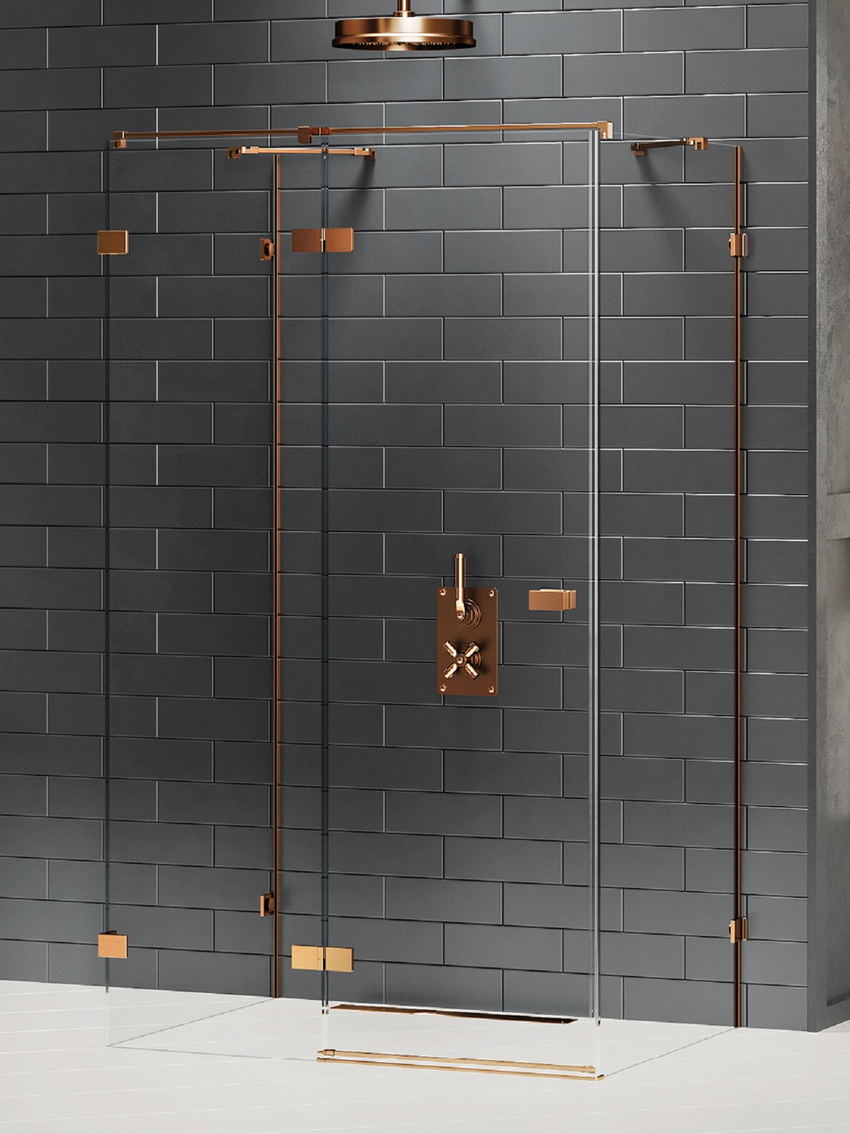New Trendy Avexa Copper Brushed zuhanykabin 110x90 cm négyszögletes réz csiszolt/átlátszó üveg EXK-3710