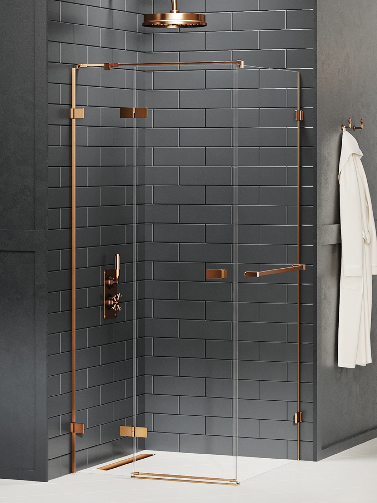 New Trendy Avexa Copper Brushed zuhanykabin 120x110 cm négyszögletes réz csiszolt/átlátszó üveg EXK-3633