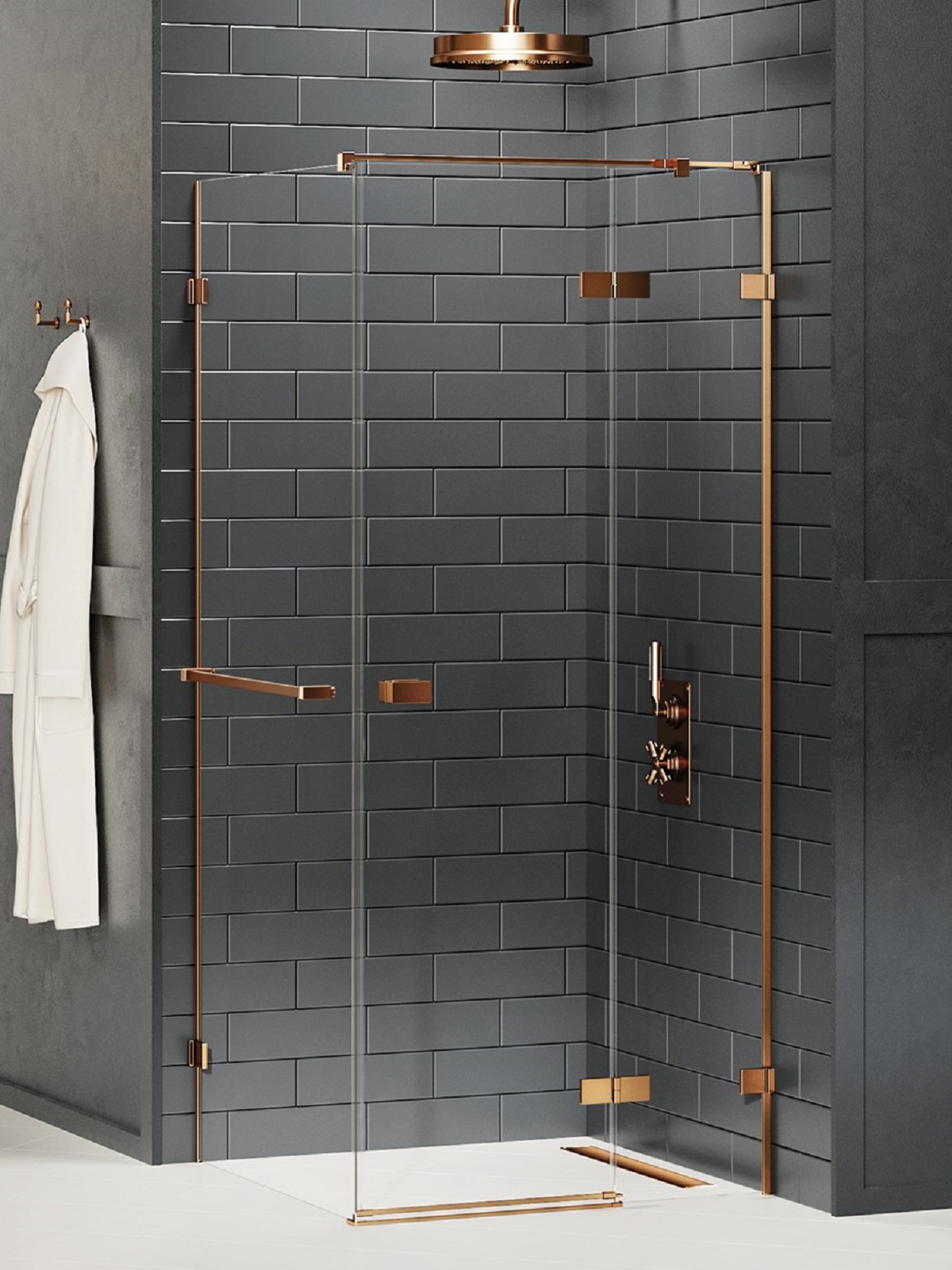 New Trendy Avexa Copper Brushed zuhanykabin 110x80 cm négyszögletes réz csiszolt/átlátszó üveg EXK-3639