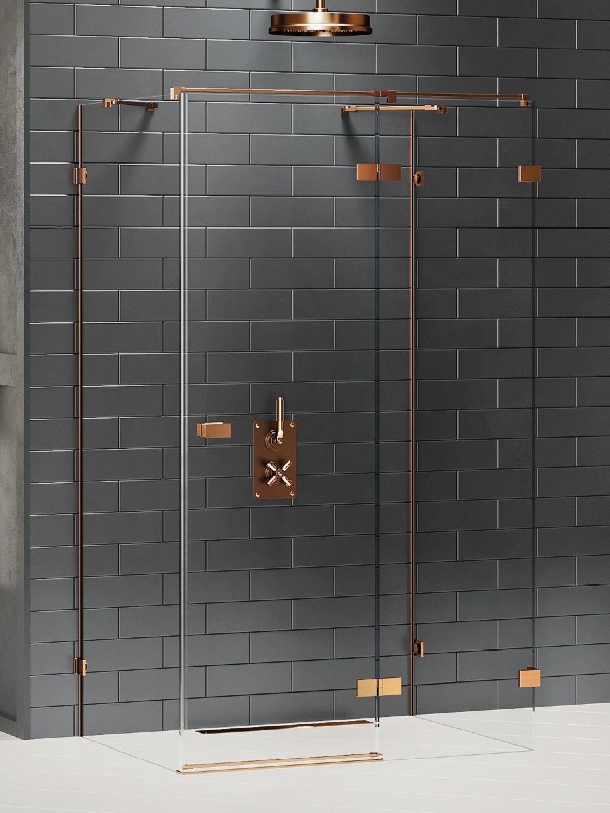 New Trendy Avexa Copper Brushed zuhanykabin 110x100 cm négyszögletes réz csiszolt/átlátszó üveg EXK-3736