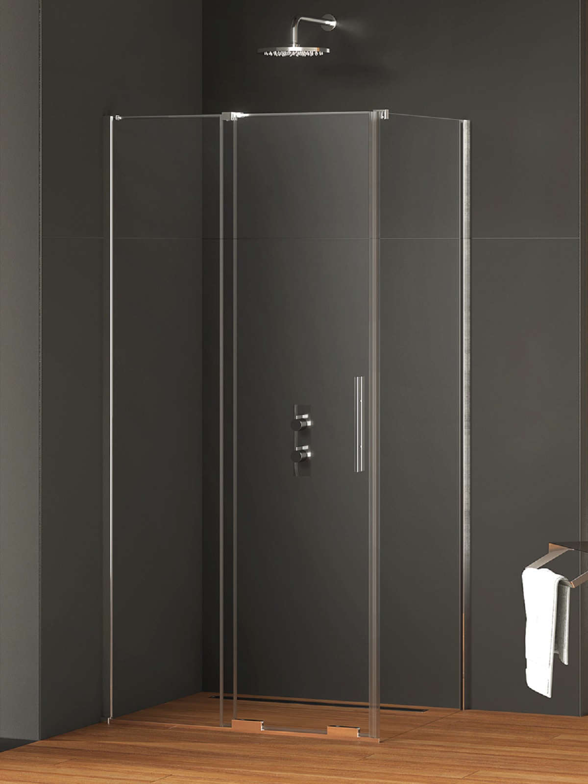 New Trendy Smart zuhanykabin 150x120 cm négyszögletes króm fényes/átlátszó üveg EXK-4049