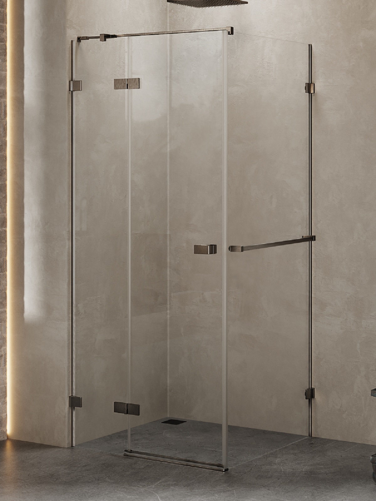 New Trendy Avexa Gunmetal Brushed zuhanykabin 110x100 cm négyszögletes csiszolt/átlátszó üveg EXK-3274