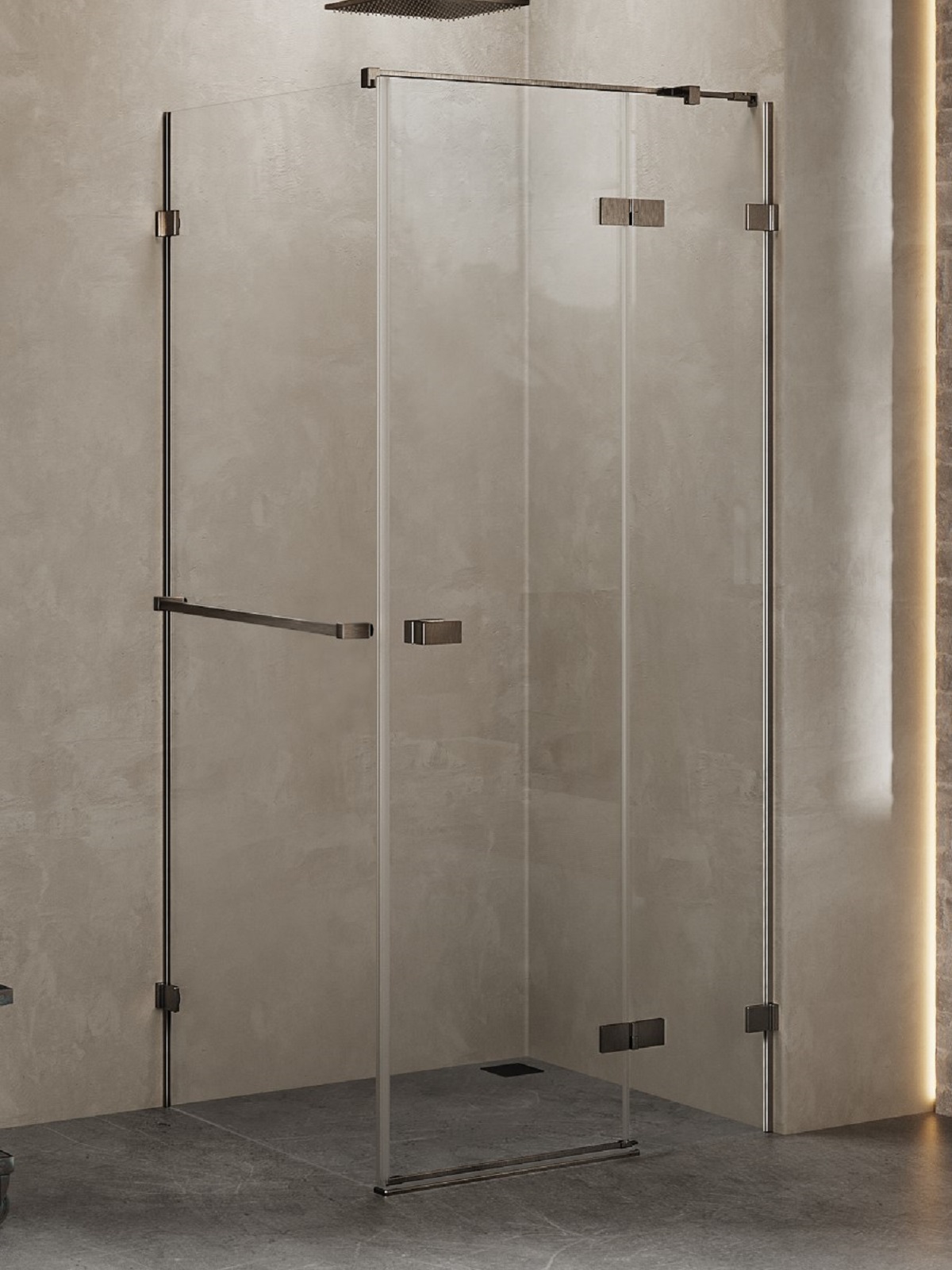 New Trendy Avexa Gunmetal Brushed zuhanykabin 110x80 cm négyszögletes csiszolt/átlátszó üveg EXK-3307