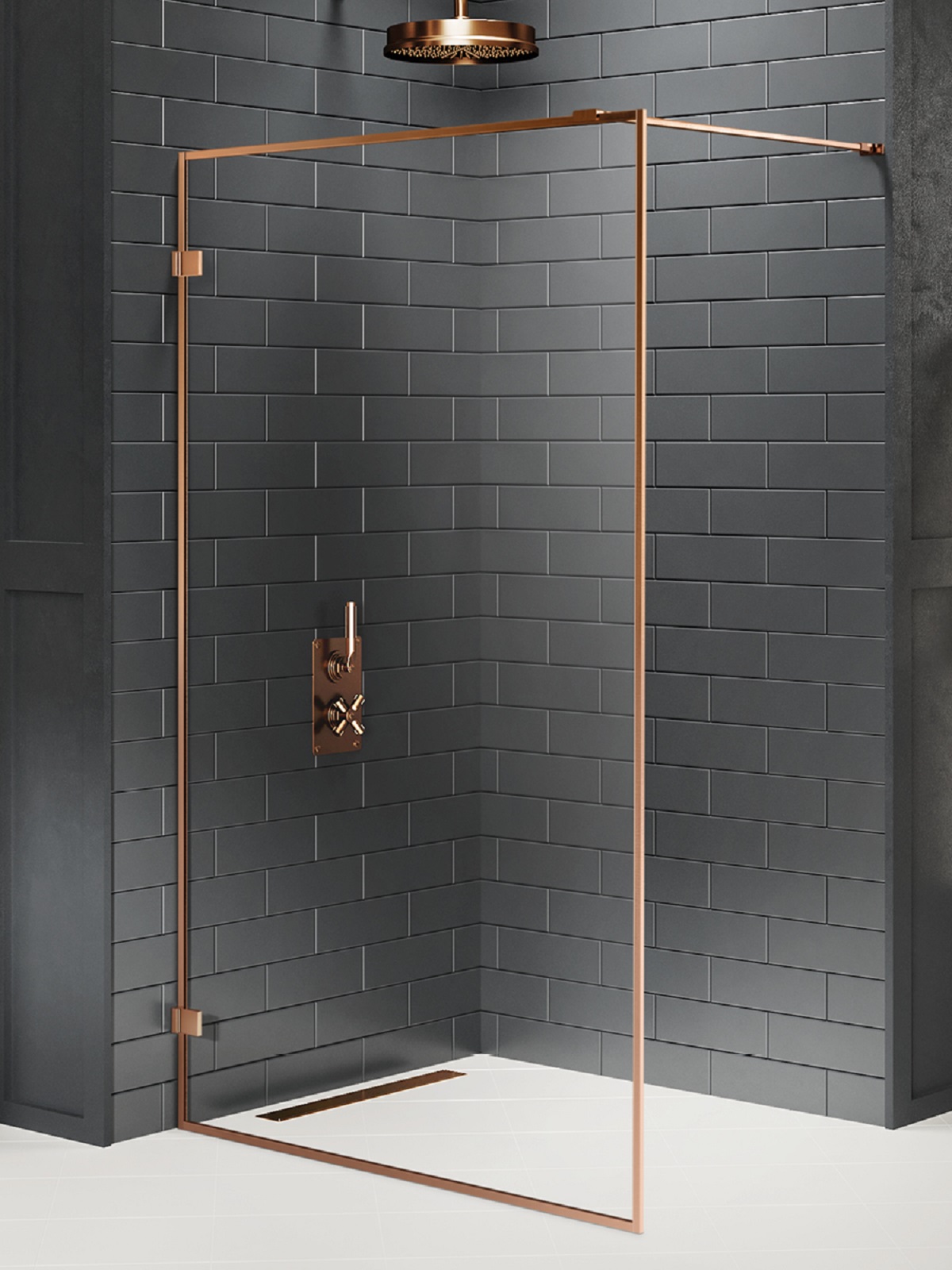 New Trendy Avexa Copper Brushed zuhanykabin fal walk-in 100 cm réz csiszolt/átlátszó üveg EXK-3799