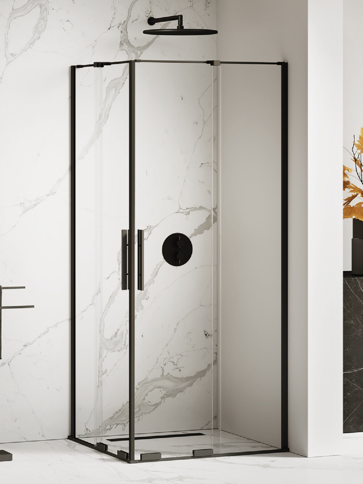 New Trendy Smart Black zuhanykabin 120x120 cm négyzet fekete félmatt/átlátszó üveg EXK-4173