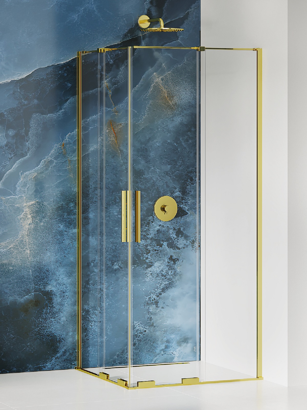 New Trendy Smart Light Gold zuhanykabin 110x110 cm négyzet arany fényes/átlátszó üveg EXK-4275