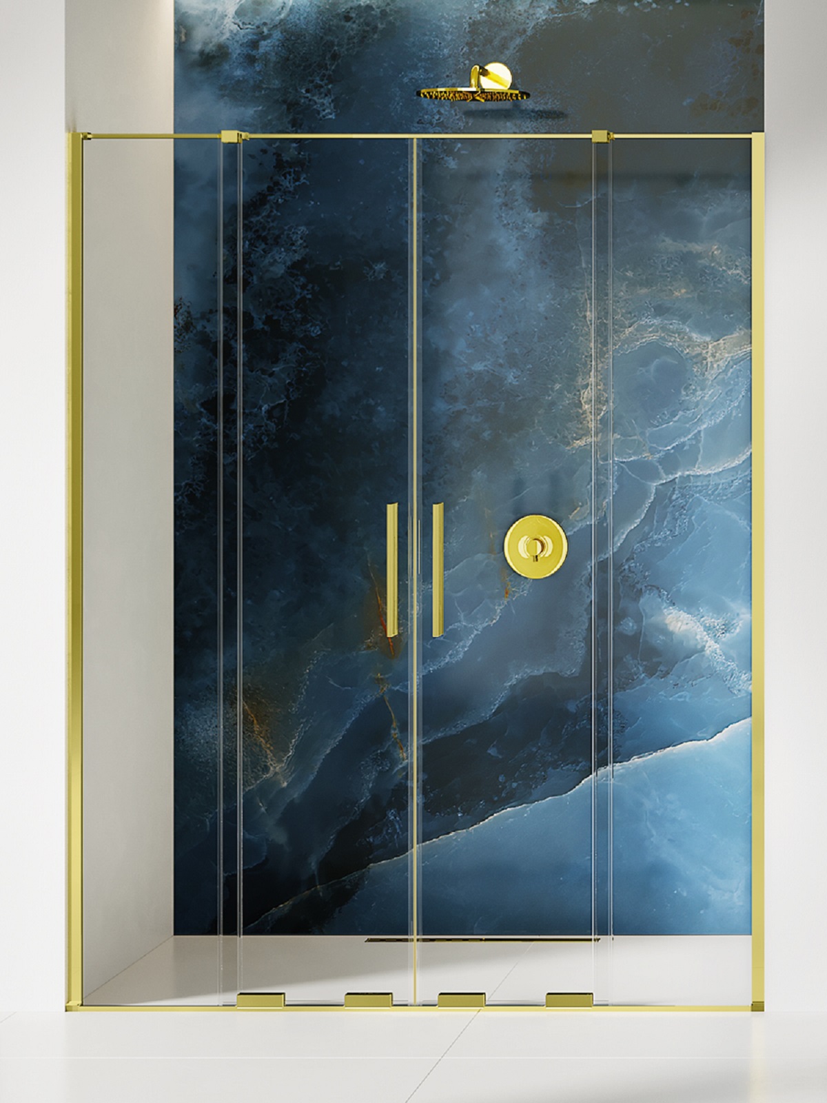 New Trendy Smart Light Gold zuhanyajtók 130 cm tolható arany fényes/átlátszó üveg EXK-4222