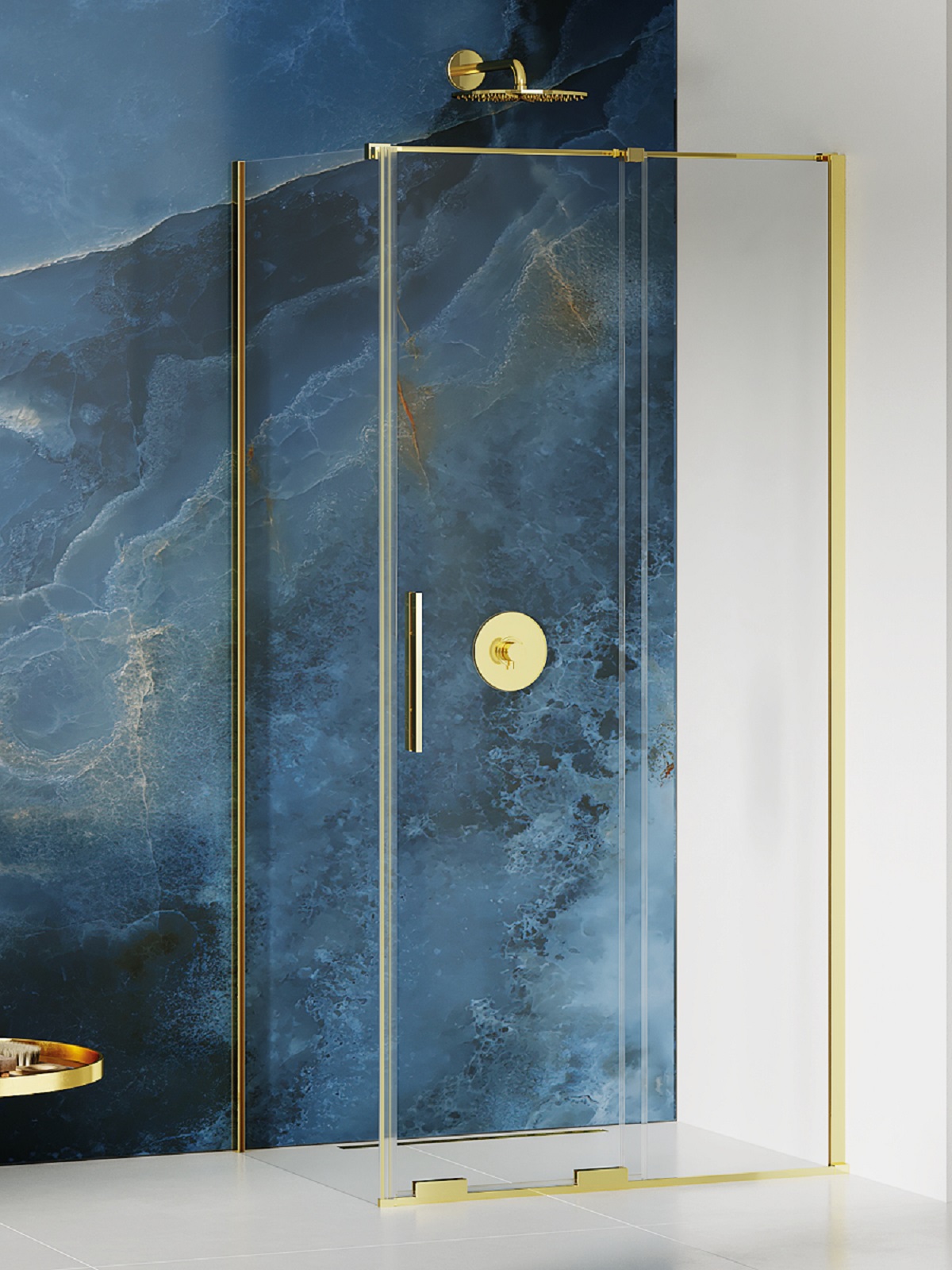 New Trendy Smart Light Gold zuhanykabin 100x100 cm négyzet arany fényes/átlátszó üveg EXK-4230