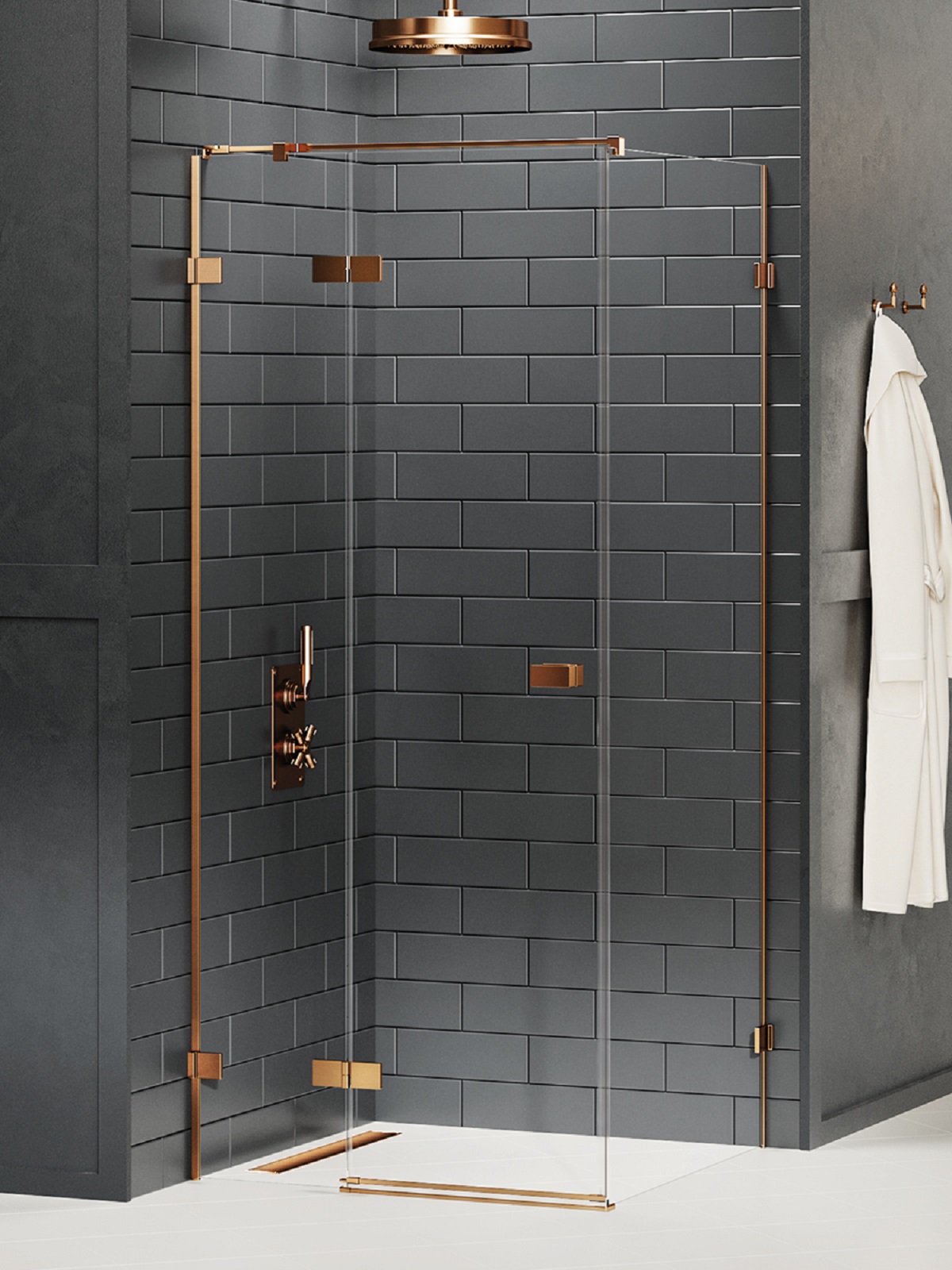 New Trendy Avexa Copper Brushed zuhanykabin 100x80 cm négyszögletes réz csiszolt/átlátszó üveg EXK-3548