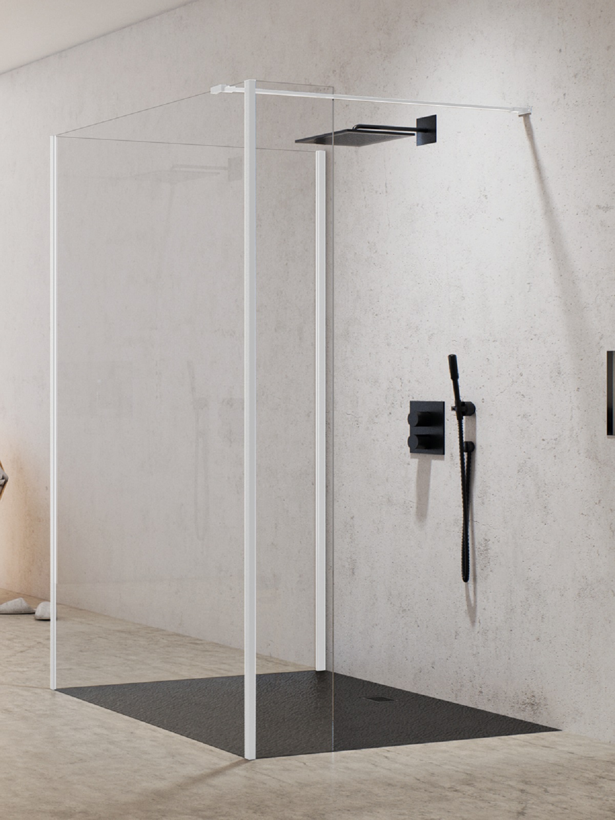 New Trendy New Modus White zuhanykabin fal walk-in 120 cm fehér matt üveg/átlátszó üveg EXK-2259