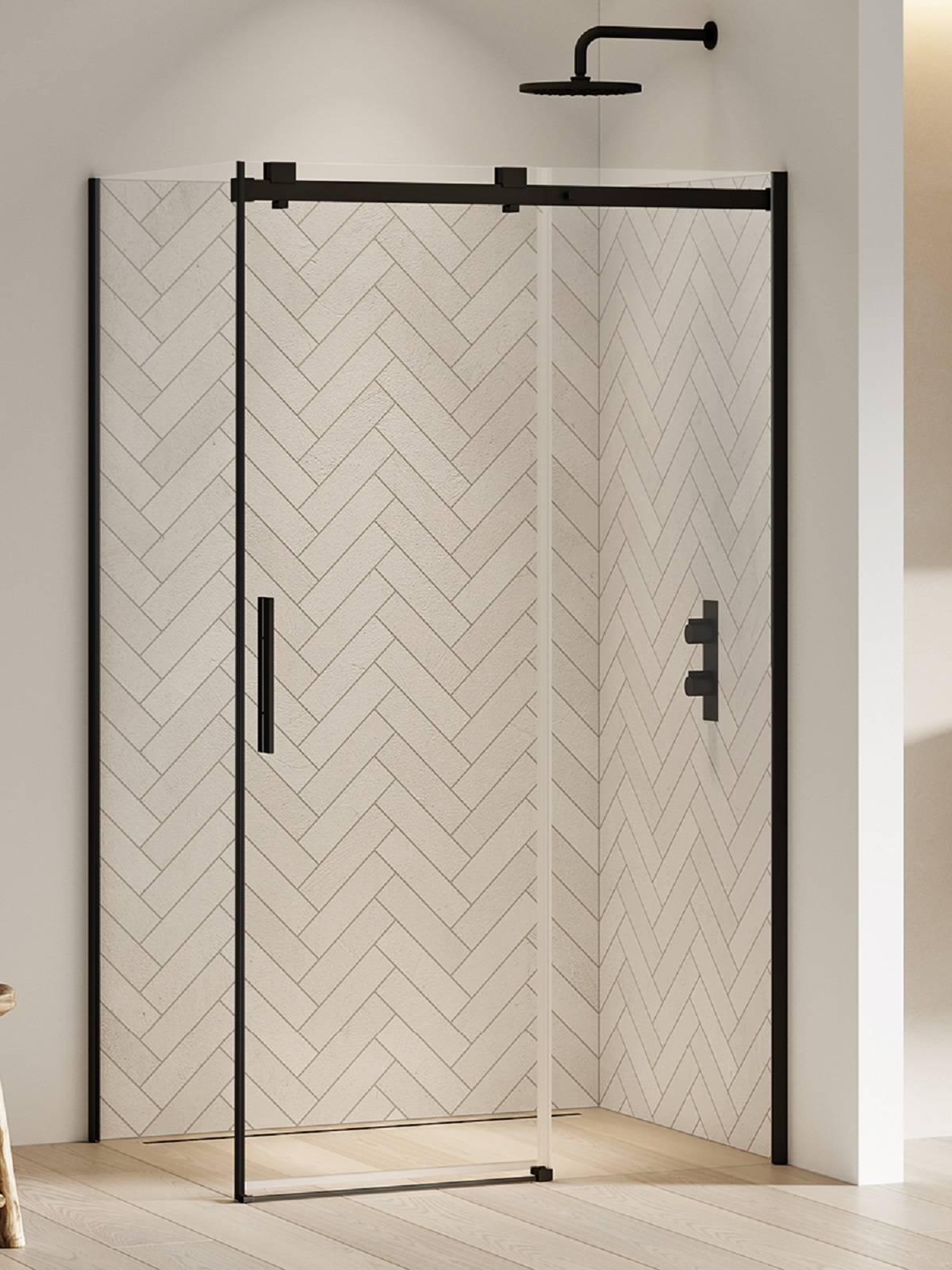 New Trendy Softi Black zuhanykabin 130x120 cm négyszögletes fekete félmatt/átlátszó üveg EXK-3984