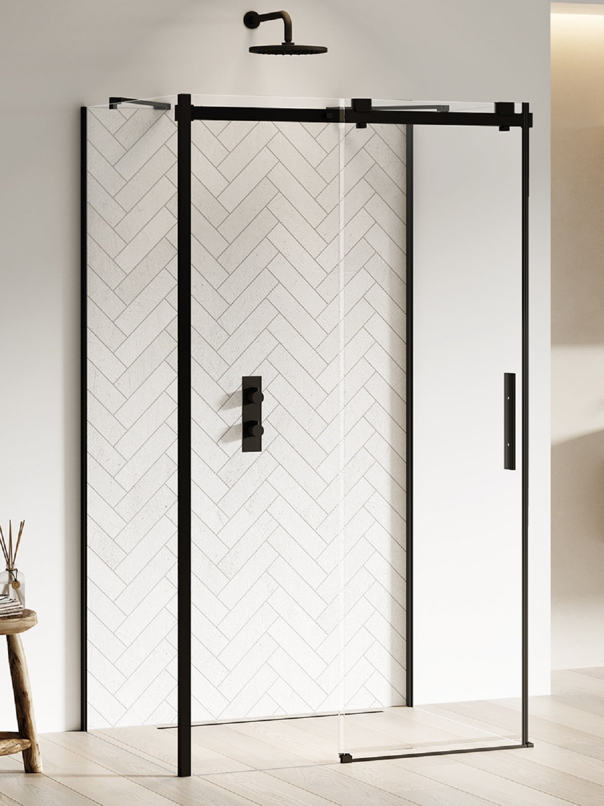 New Trendy Softi Black zuhanykabin 110x80 cm négyszögletes fekete matt/átlátszó üveg EXK-3993