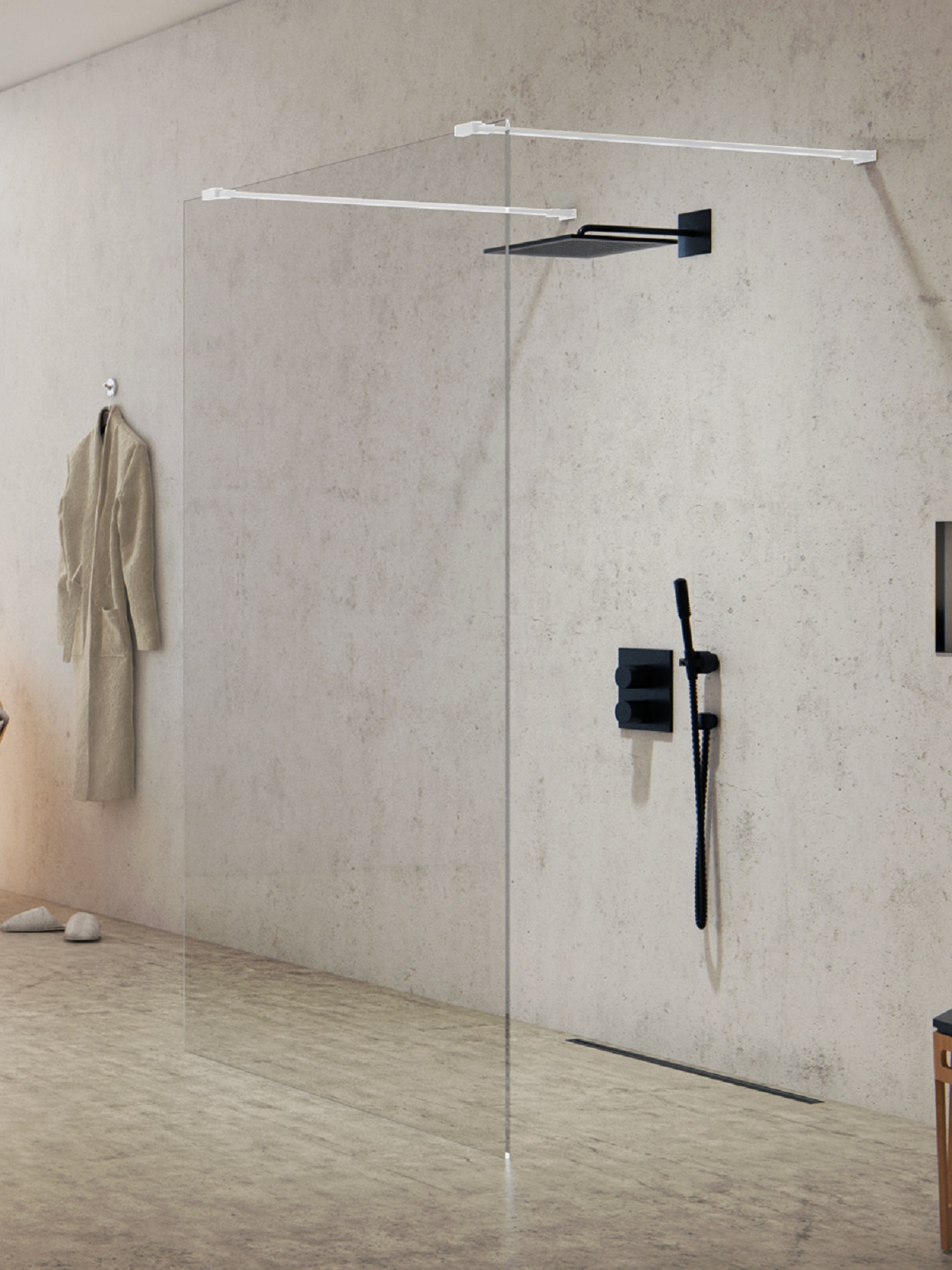 New Trendy New Modus White zuhanykabin fal walk-in 100 cm fehér matt/átlátszó üveg EXK-2267