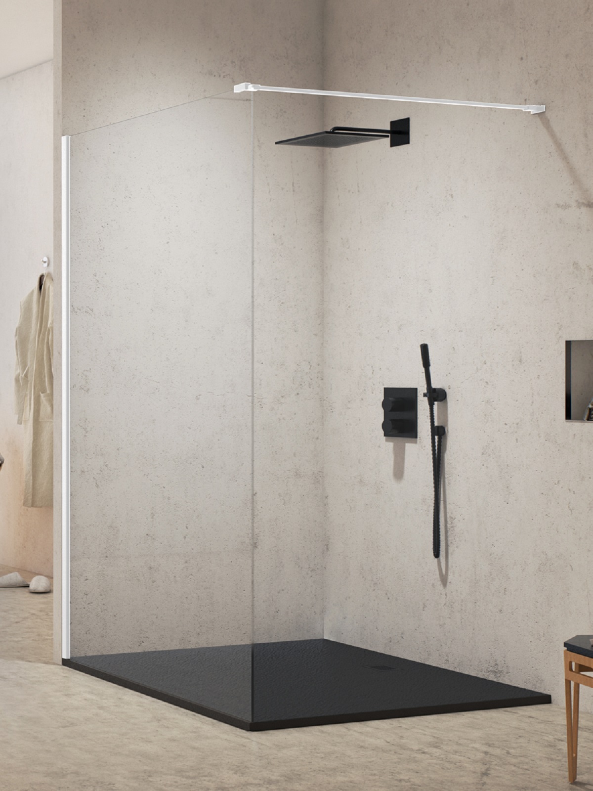 New Trendy New Modus White zuhanykabin fal walk-in 120 cm fehér matt üveg/átlátszó üveg EXK-2206
