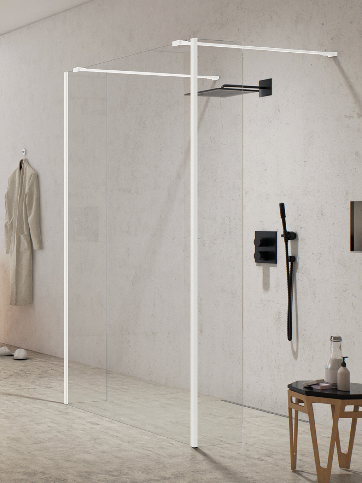 New Trendy New Modus White zuhanykabin fal walk-in 100 cm fehér matt/átlátszó üveg EXK-2272