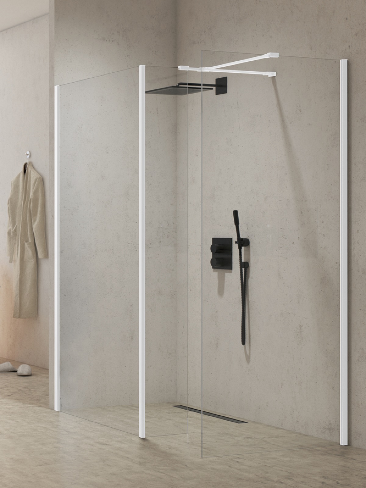 New Trendy New Modus White zuhanykabin fal walk-in 100 cm fehér matt/átlátszó üveg EXK-2279