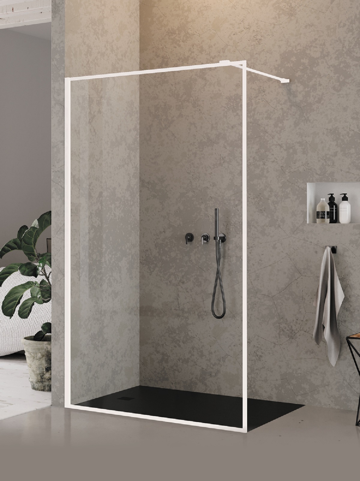 New Trendy New Modus White zuhanykabin fal walk-in 90 cm fehér matt/átlátszó üveg EXK-2223