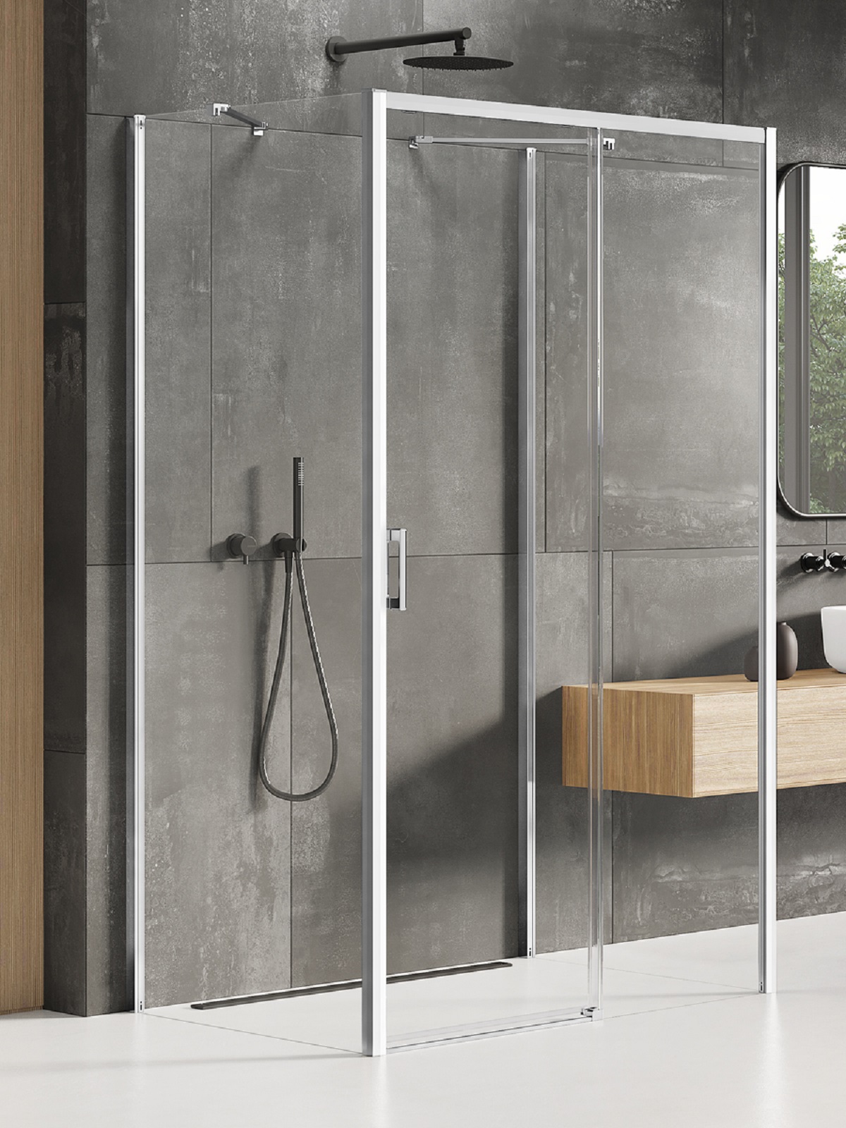 New Trendy Prime zuhanykabin 140x80 cm négyszögletes króm fényes/átlátszó üveg K-0857