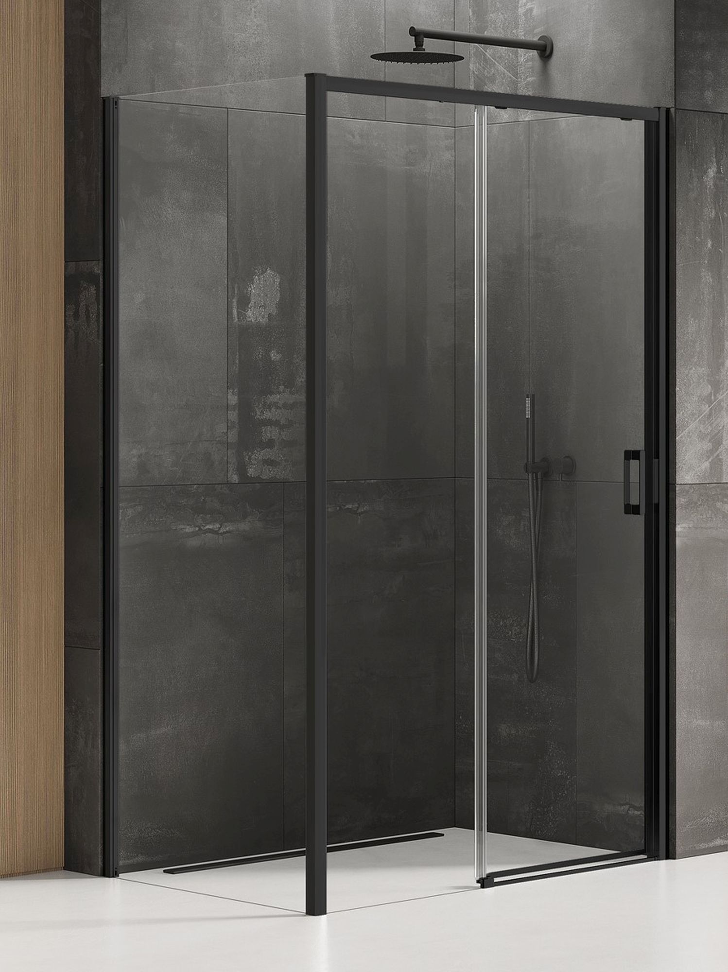 New Trendy Prime Black zuhanykabin 160x90 cm négyszögletes fekete félmatt/átlátszó üveg K-1302