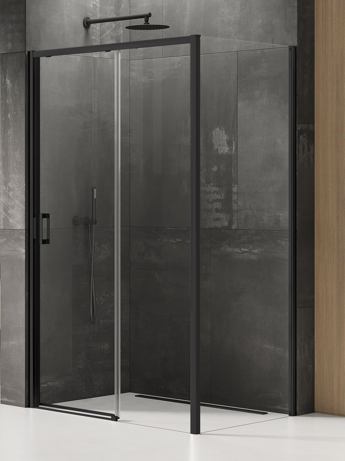New Trendy Prime Black zuhanykabin 100x80 cm négyszögletes fekete matt/átlátszó üveg K-1305