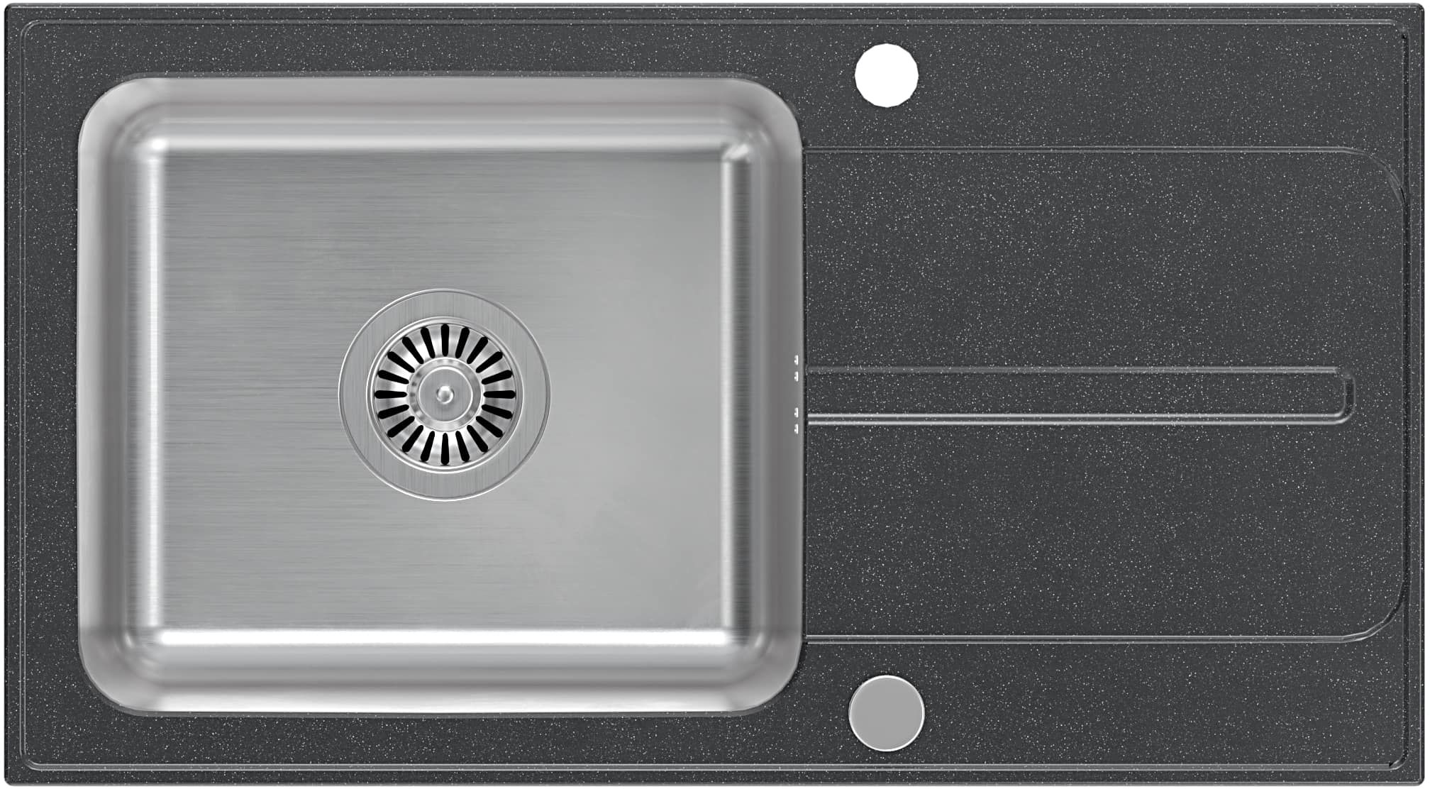 Quadron Ralph gránit és acél mosogató 78x43 cm fekete FUS_R7843CZ