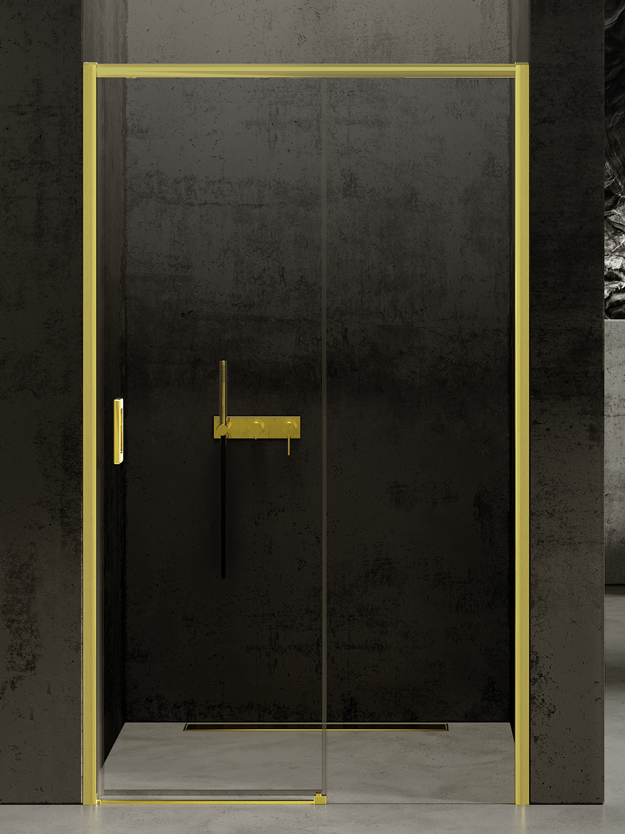 New Trendy Prime Light Gold zuhanyajtók 100 cm tolható arany fényes/átlátszó üveg D-0421A