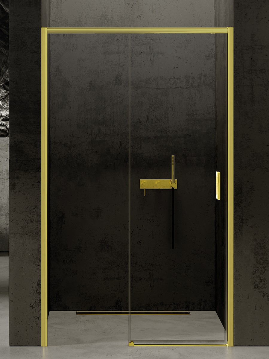 New Trendy Prime Light Gold zuhanyajtók 150 cm tolható arany fényes/átlátszó üveg D-0430A