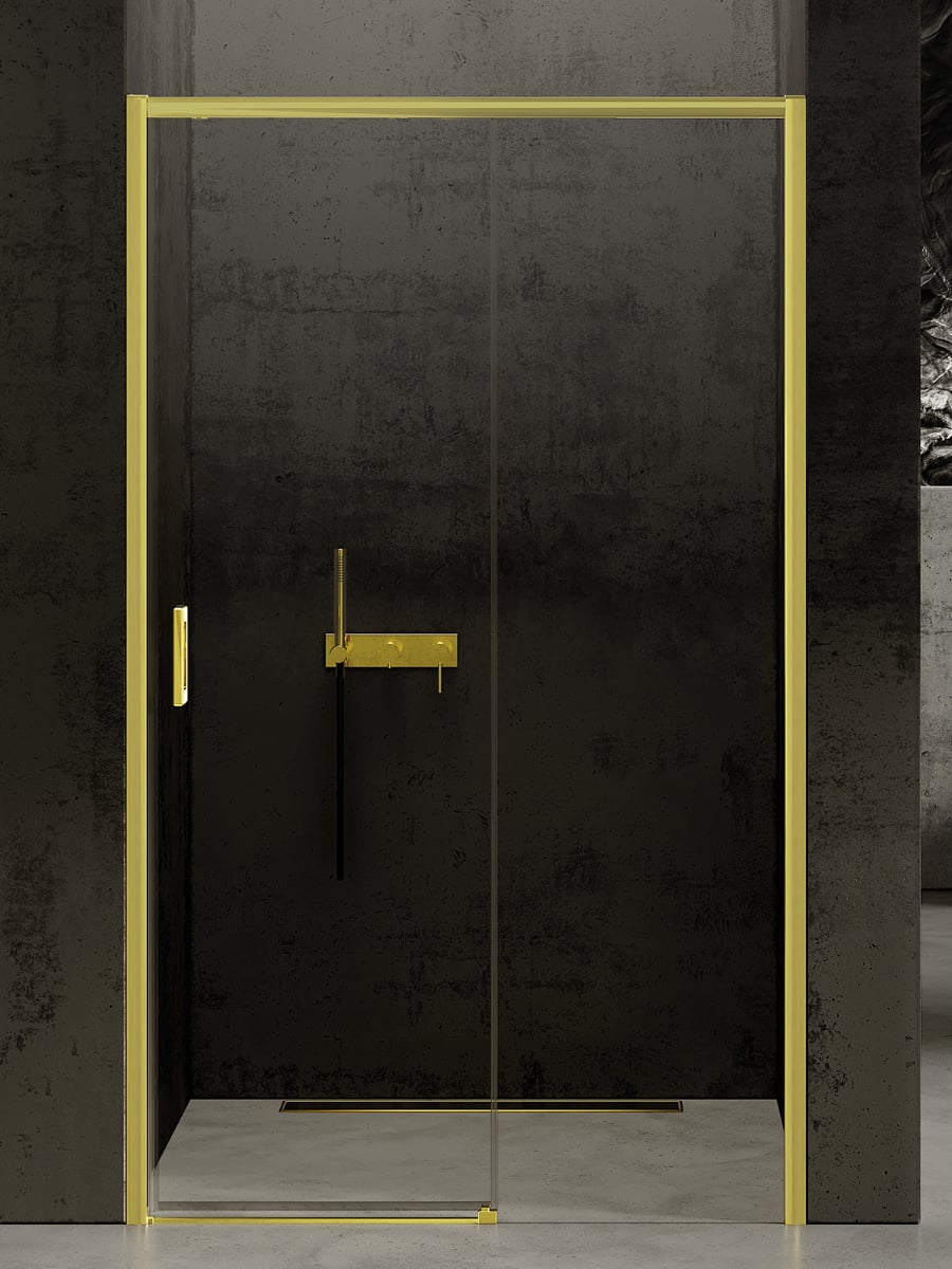 New Trendy Prime Light Gold zuhanyajtók 160 cm tolható arany fényes/átlátszó üveg D-0433A