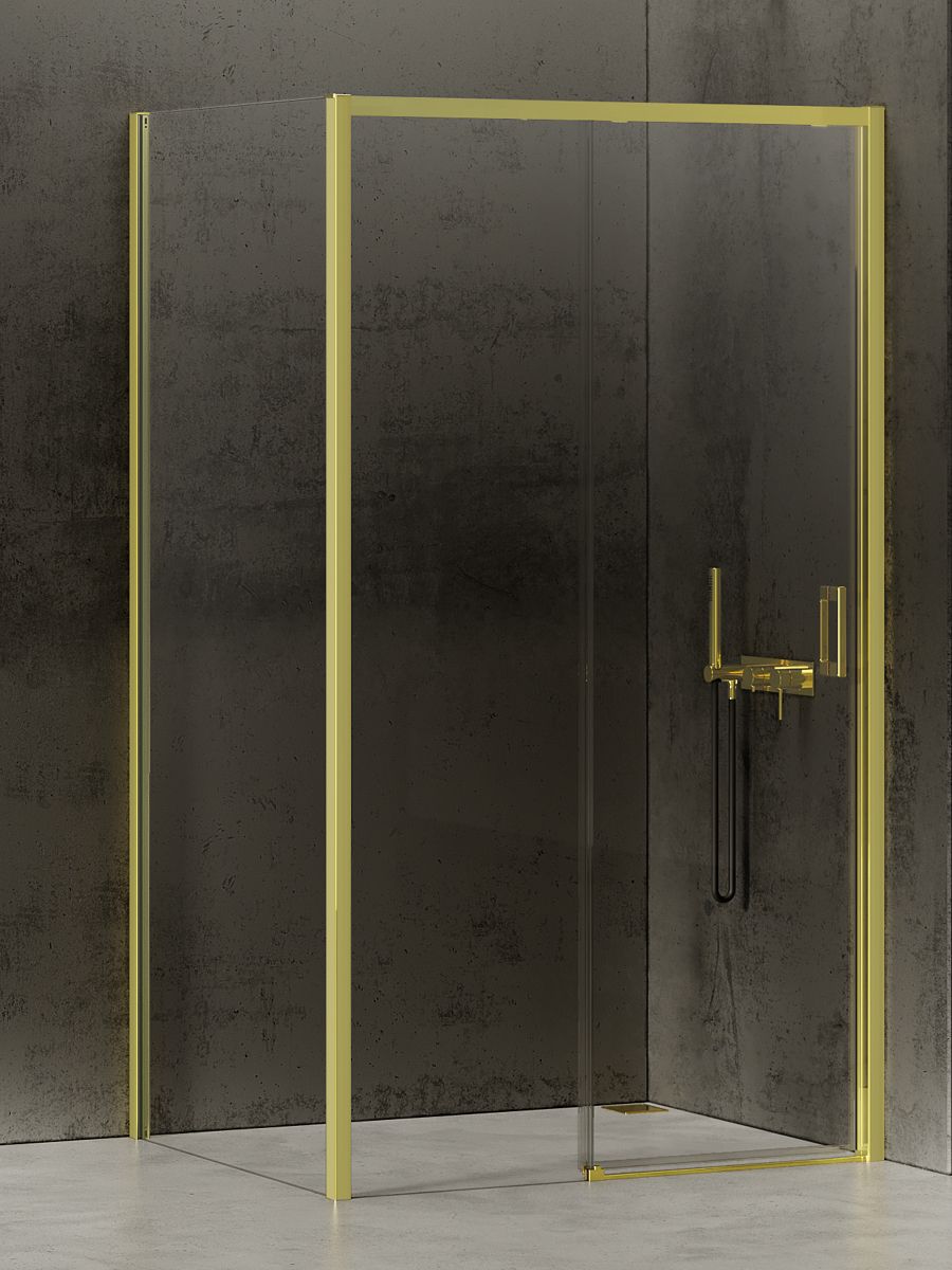 New Trendy Prime Light Gold zuhanykabin 160x90 cm négyszögletes arany fényes/átlátszó üveg K-1462