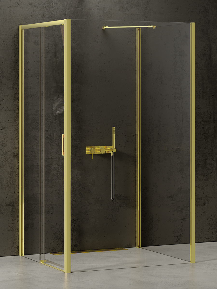 New Trendy Prime Light Gold zuhanykabin 120x120 cm négyzet arany fényes/átlátszó üveg K-1641