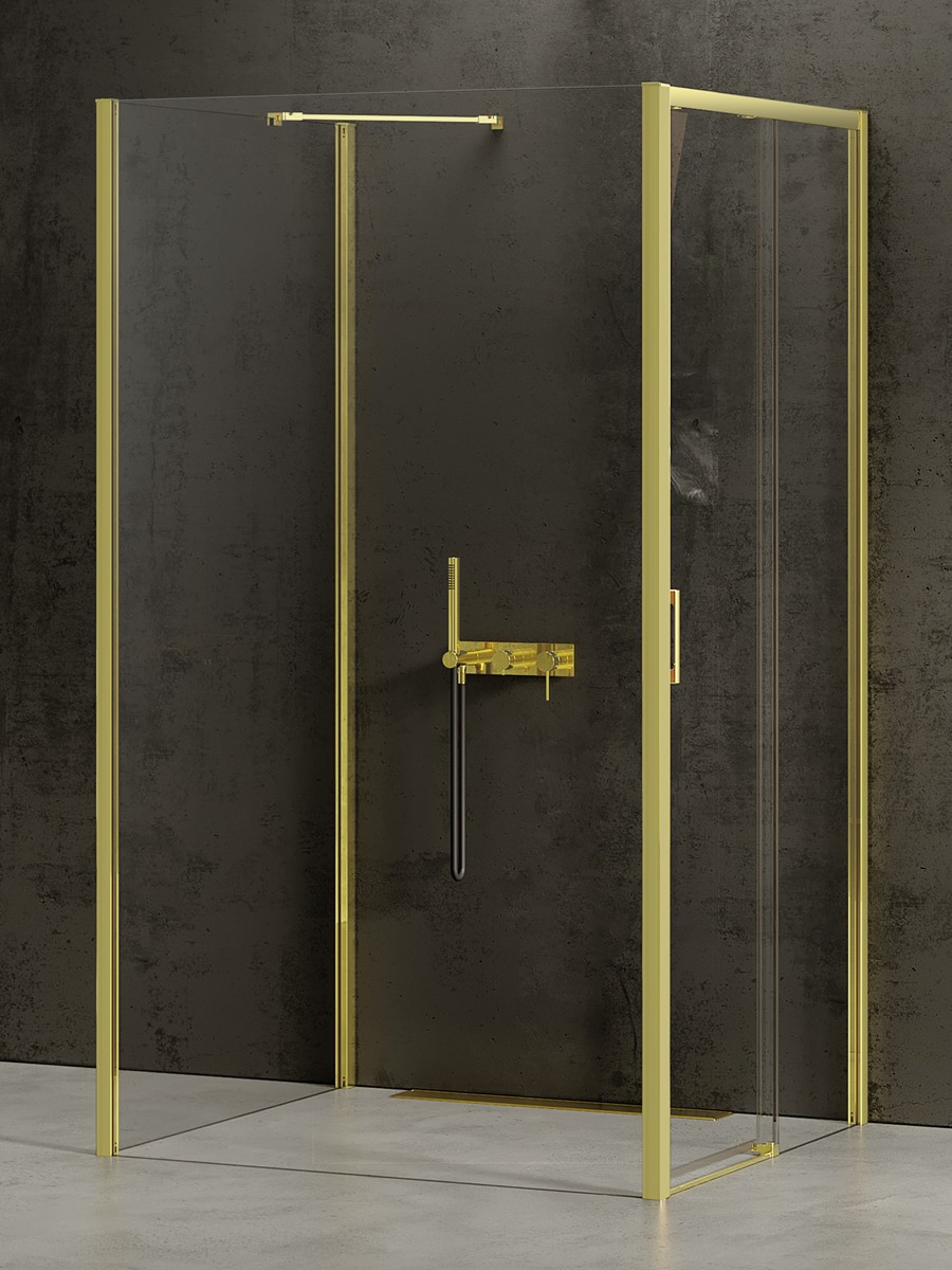 New Trendy Prime Light Gold zuhanykabin 120x120 cm négyzet arany fényes/átlátszó üveg K-1647