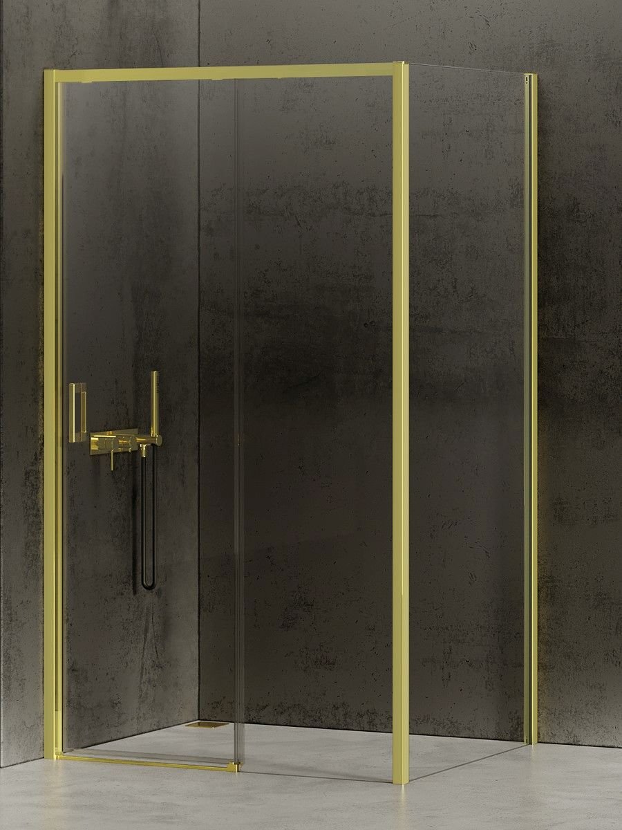 New Trendy Prime Light Gold zuhanykabin 110x90 cm négyszögletes arany fényes/átlátszó üveg K-1470