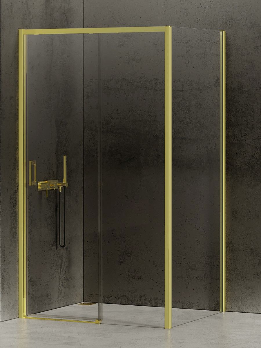 New Trendy Prime Light Gold zuhanykabin 130x90 cm négyszögletes arany fényes/átlátszó üveg K-1478