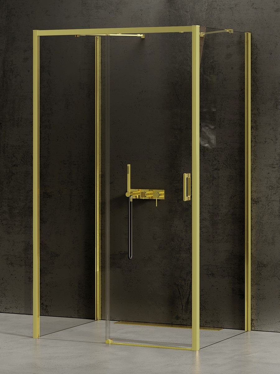 New Trendy Prime Light Gold zuhanykabin 120x90 cm négyszögletes arany fényes/átlátszó üveg K-1110