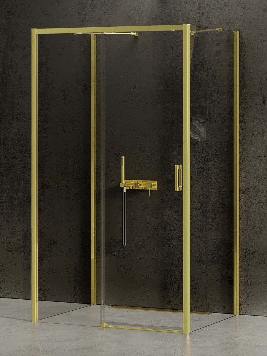 New Trendy Prime Light Gold zuhanykabin 140x90 cm négyszögletes arany fényes/átlátszó üveg K-1118