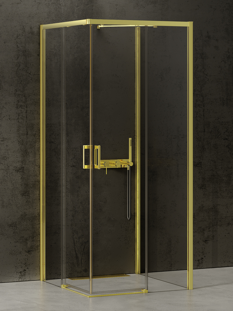 New Trendy Prime Light Gold zuhanykabin 100x70 cm négyszögletes arany fényes/átlátszó üveg K-1192