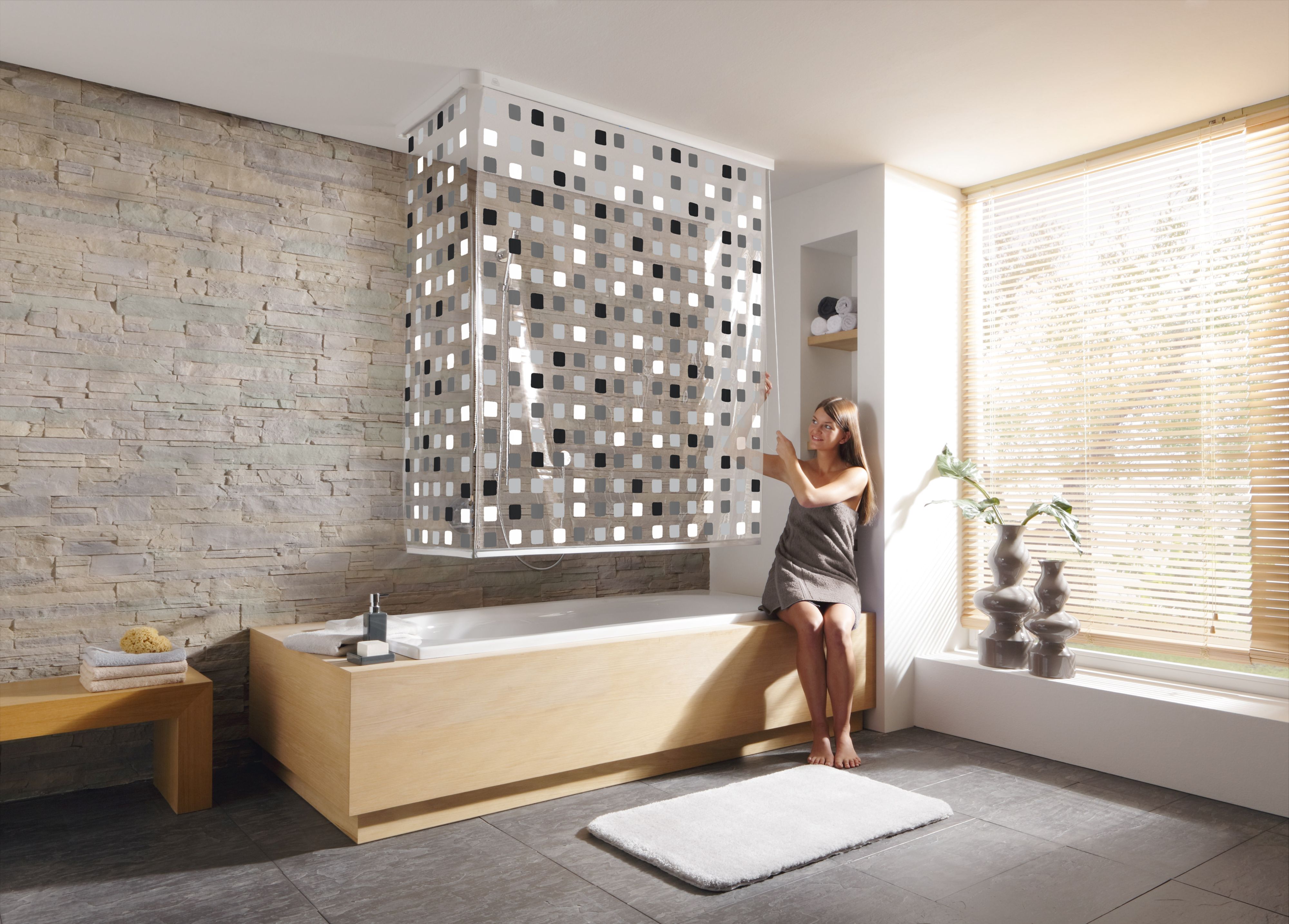 Kleine Wolke Duschrollo zuhanyroló kazettás készlettel 240x138 cm transzparens-szürke 3319110745