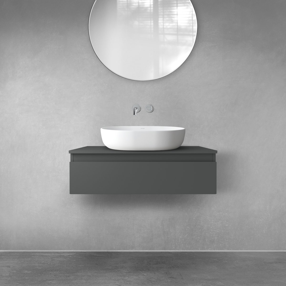 Oltens Vernal szekrény 80x45.6x23.6 cm mosdókagyló alá akasztható grafit 60010400