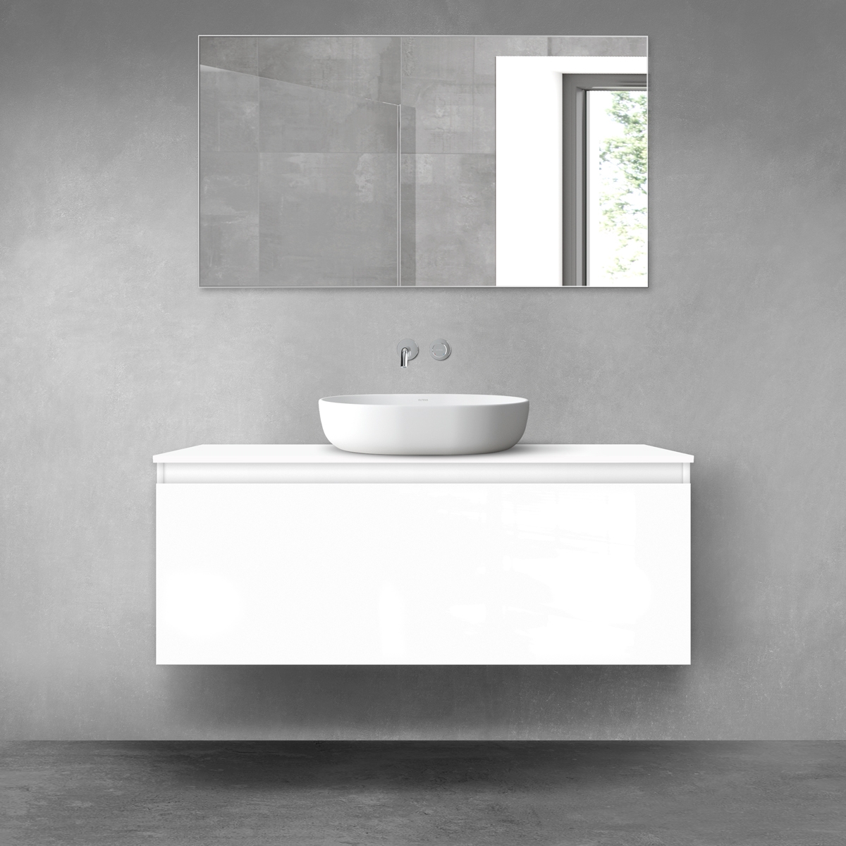 Oltens Vernal szekrény 120x45.6x47 cm mosdókagyló alá akasztható fehér 60016000
