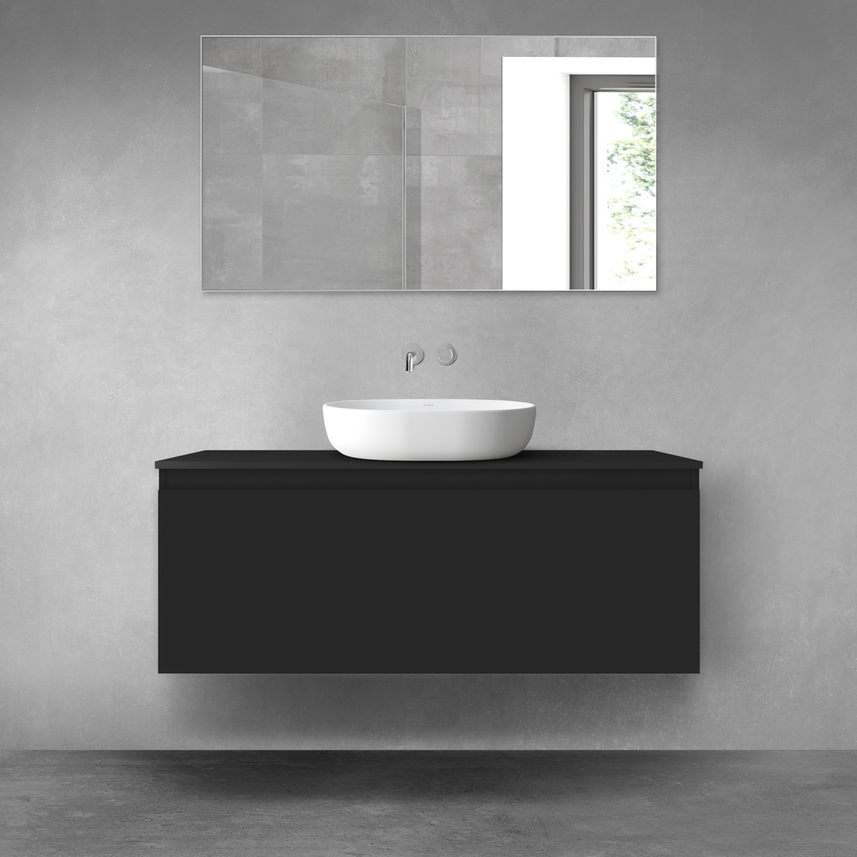Oltens Vernal szekrény 120x45.6x47 cm mosdókagyló alá akasztható fekete 60016300