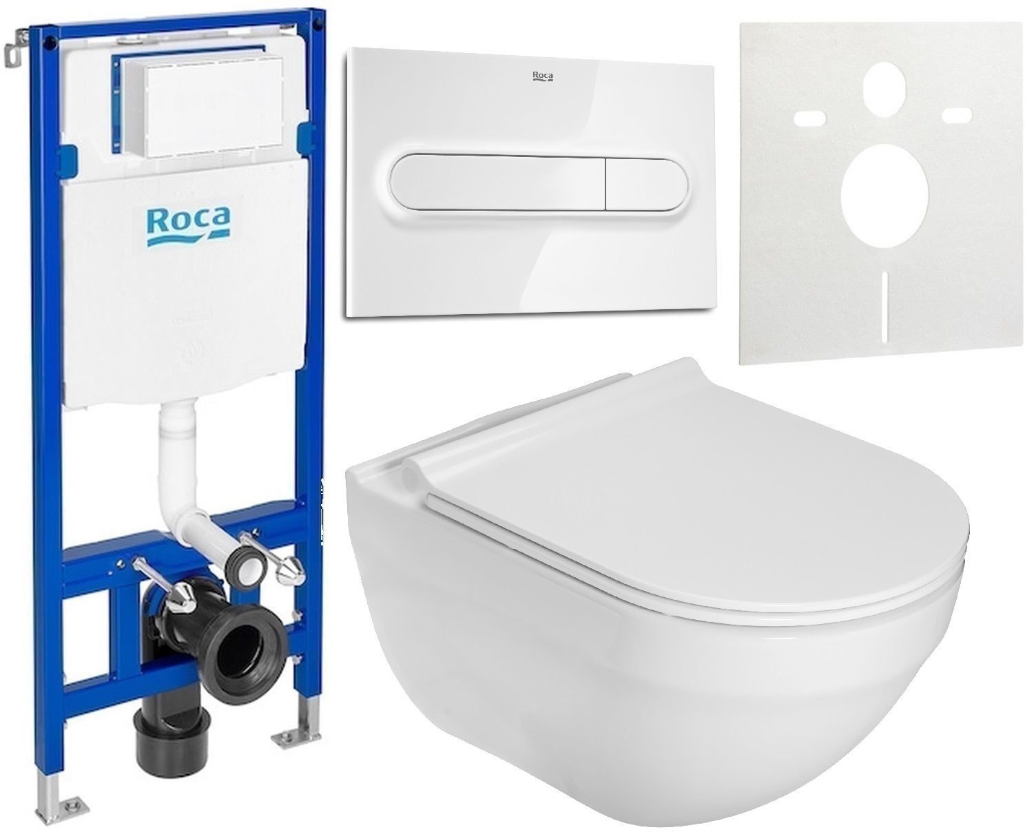 Készlet WC csésze Roca Hebe A34H138000, beépíthető keret Roca Duplo One A890070020, A890195000, A890063000