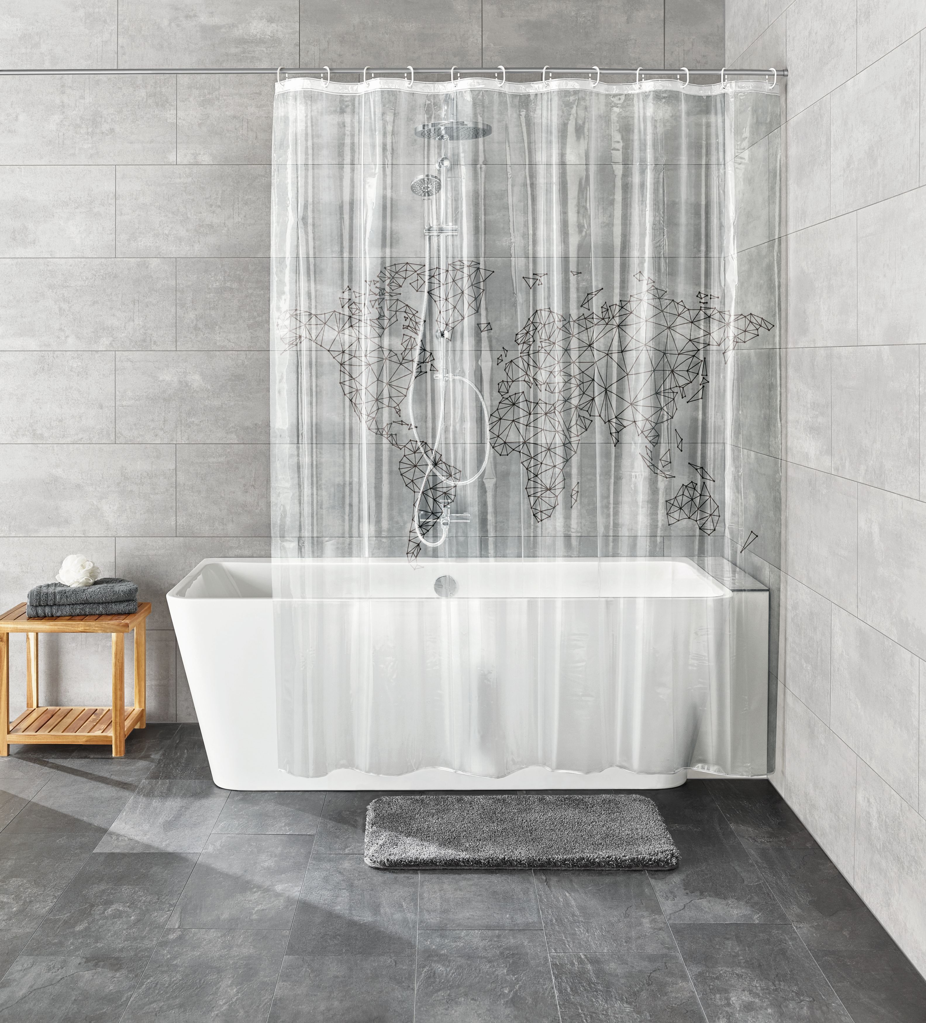 Kleine Wolke Pocket zuhanyfüggöny 200x180 cm transzparens-fekete 5960926305