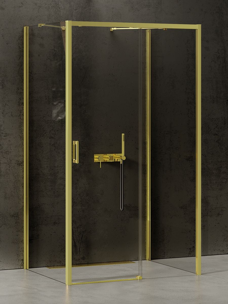 New Trendy Prime Light Gold zuhanykabin 110x100 cm négyszögletes arany fényes/átlátszó üveg K-1135
