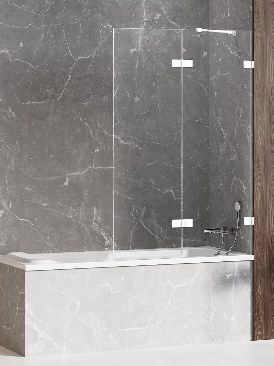 New Trendy Avexa White zuhanyparaván 140 cm kétrészes fehér matt/átlátszó üveg EXK-2981